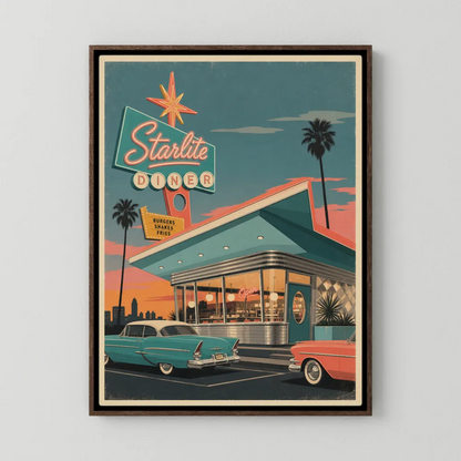 Starlite Diner Retro Americana Art Print