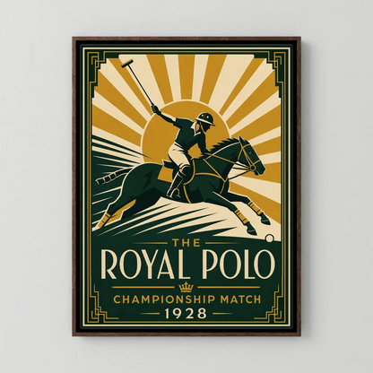 The Royal Polo: Championship Match 1928 – Vintage Art Deco Sports Poster Print