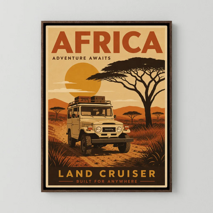 Africa Adventure Awaits Toyota Land Cruiser FJ40 Vintage Travel Poster Art Print