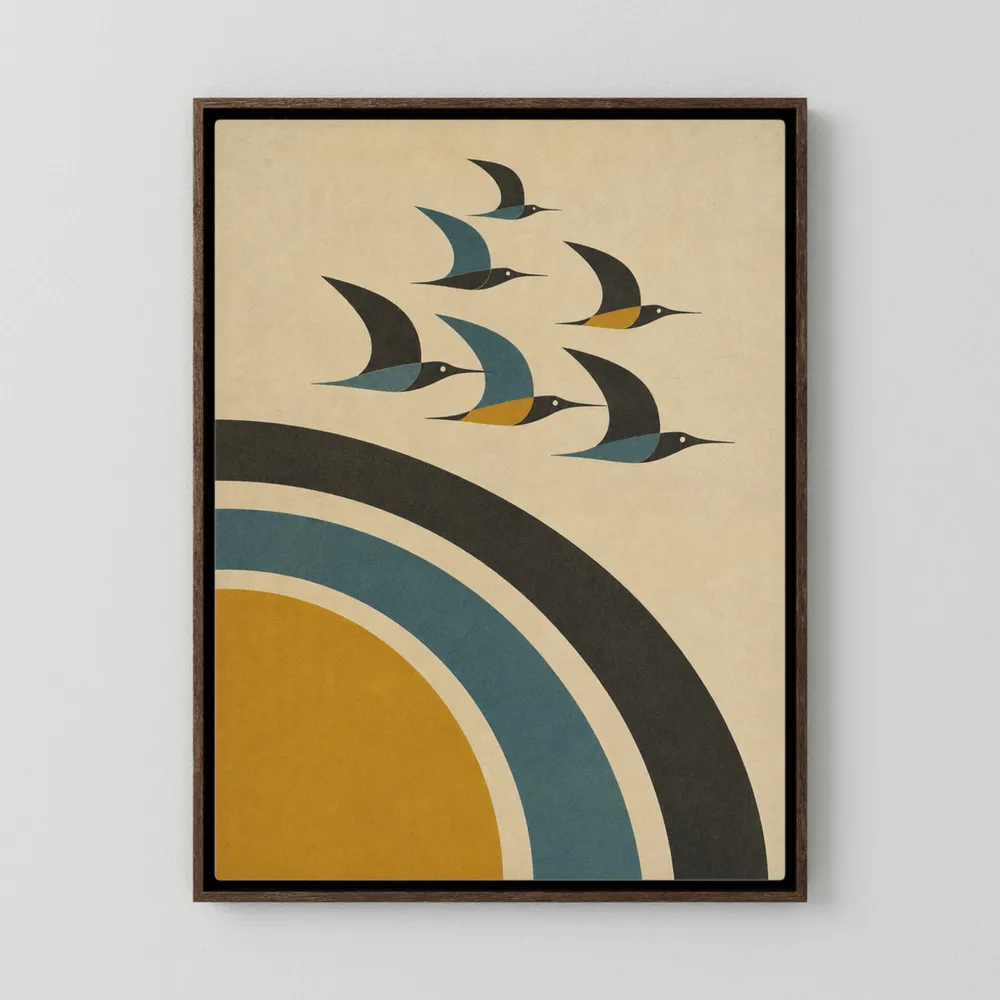 Mid-Century Modern Birds in Flight Abstract Art Print