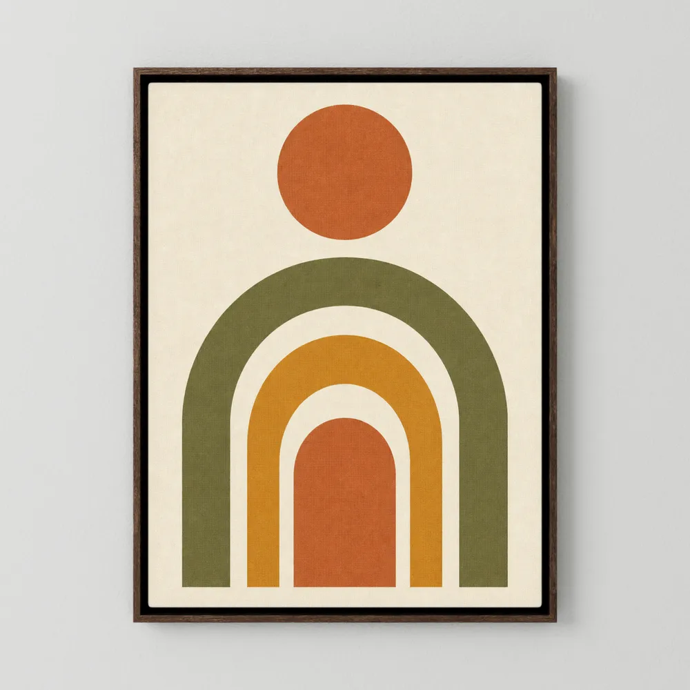 Terracotta Rainbow Sun Boho Minimalist Art Print