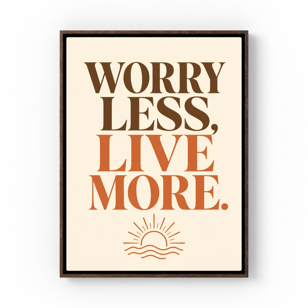"Worry Less, Live More" Retro Sunset Art Print