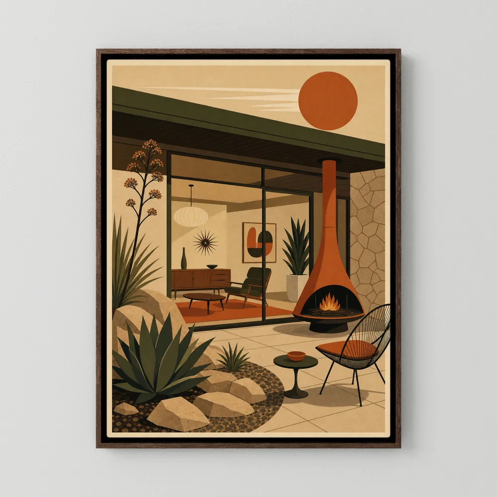 Mid-Century Modern Desert Oasis Art Print