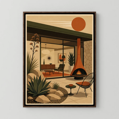Mid-Century Modern Desert Oasis Art Print