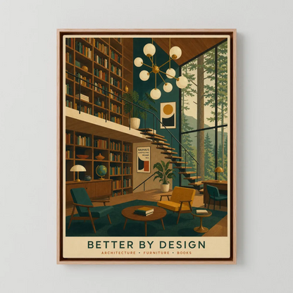 Better By Design Mid-Century Modern Library Art Print