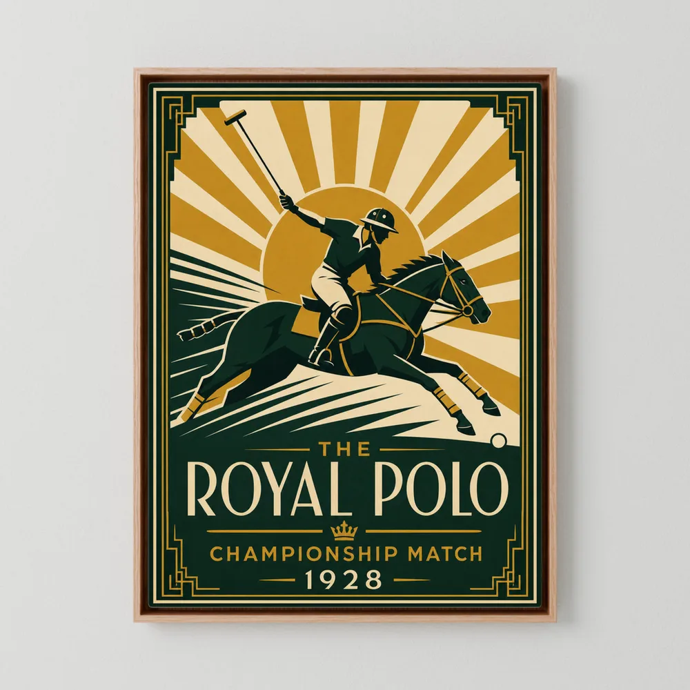 The Royal Polo: Championship Match 1928 – Vintage Art Deco Sports Poster Print