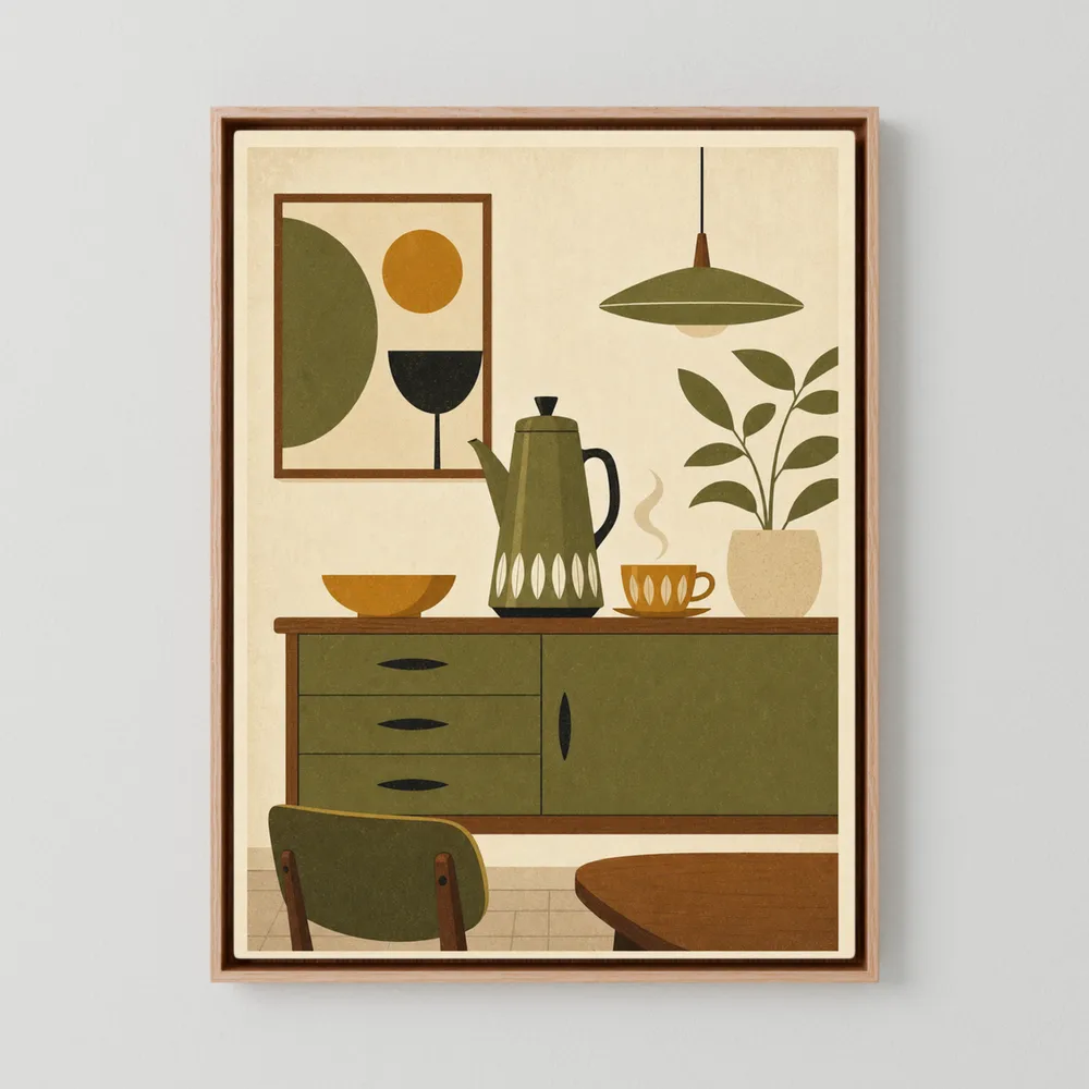 Mid-Century Modern Coffee Nook Still Life Art Print