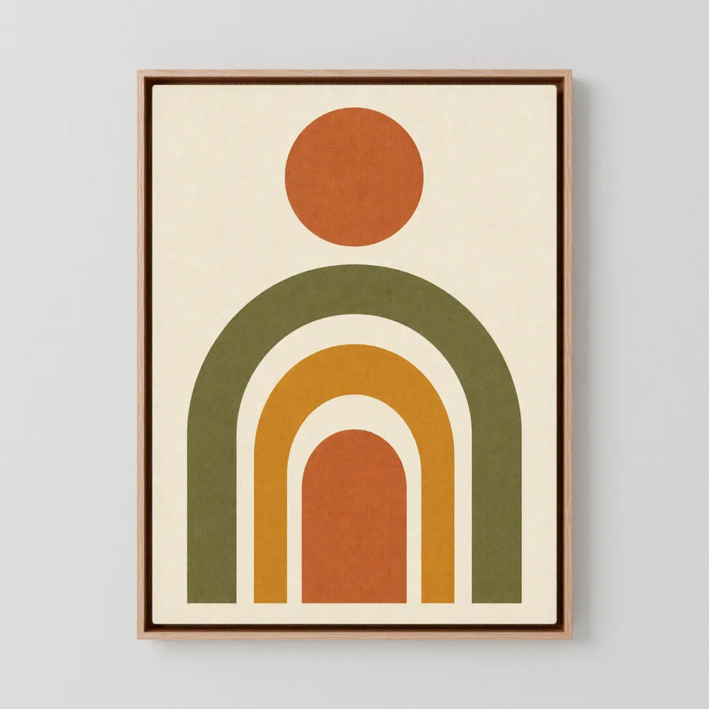 Terracotta Rainbow Sun Boho Minimalist Art Print