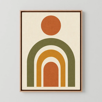 Terracotta Rainbow Sun Boho Minimalist Art Print