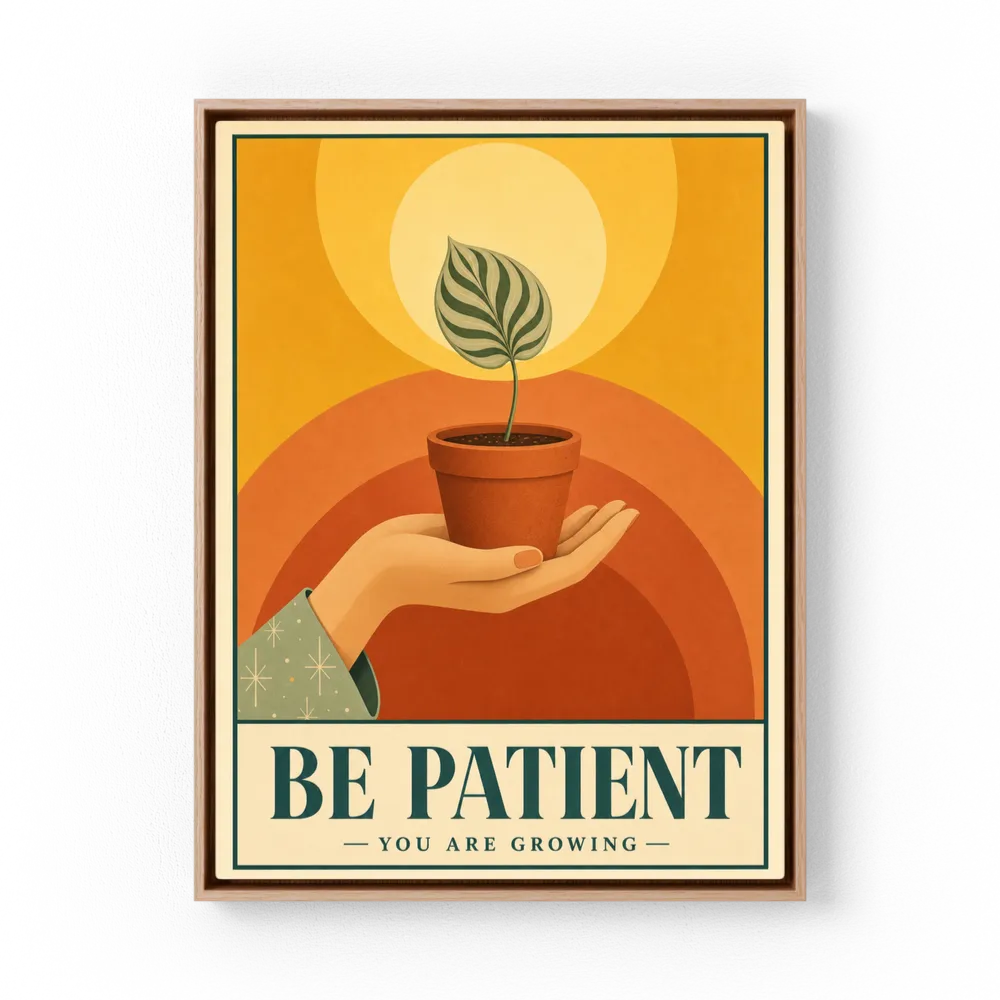 Be Patient – Retro Botanical Plant Art Print