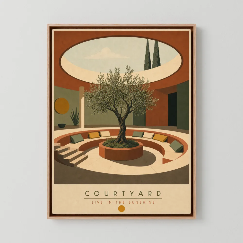 Courtyard Live In The Sunshine Olive Tree Art Print