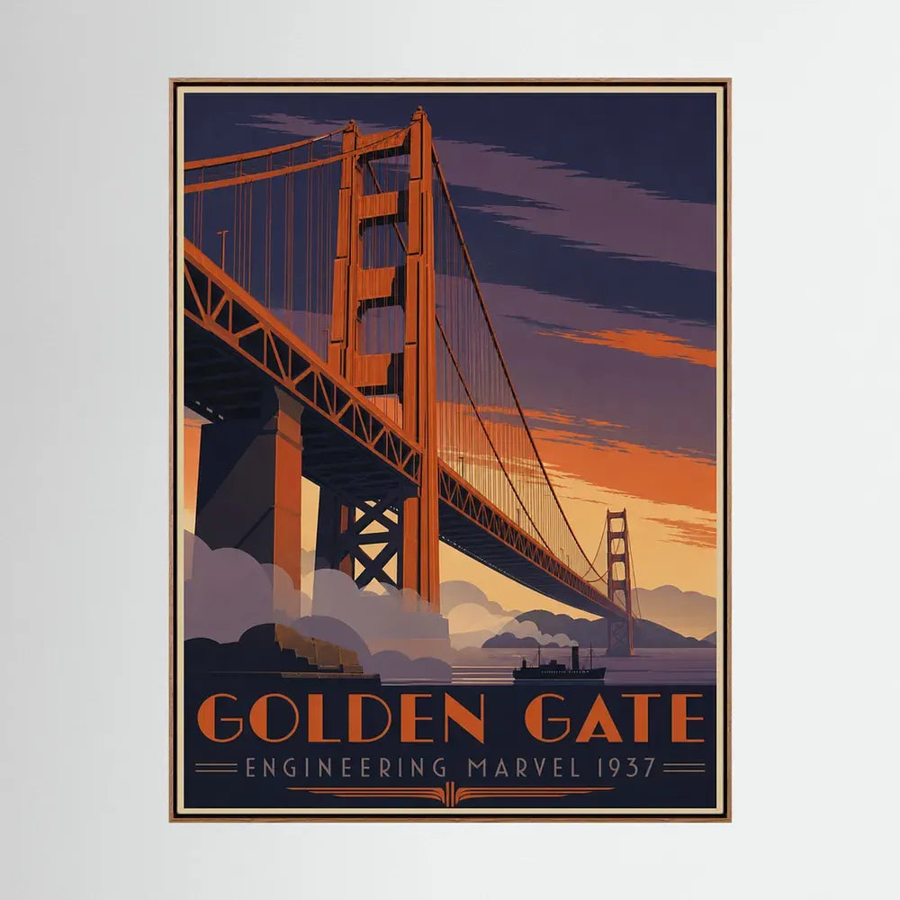 Golden Gate: Engineering Marvel 1937 – Vintage San Francisco Travel Poster Print