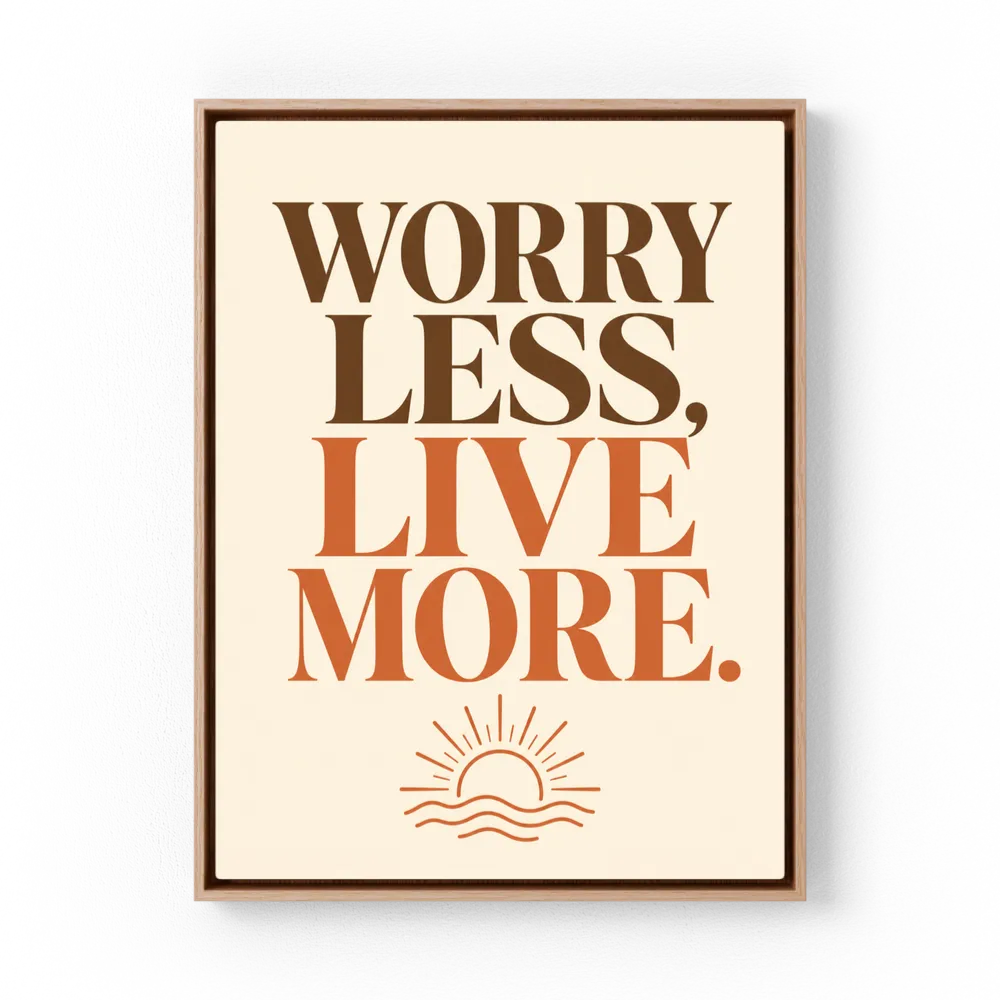 "Worry Less, Live More" Retro Sunset Art Print