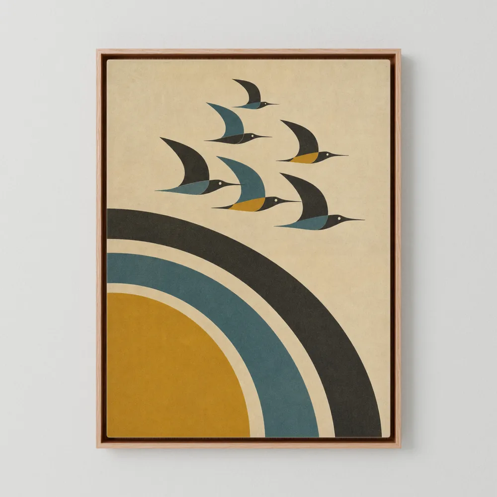 Mid-Century Modern Birds in Flight Abstract Art Print
