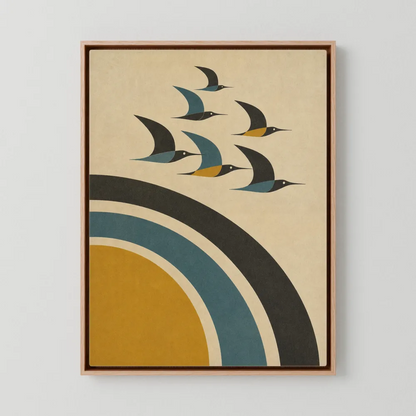 Mid-Century Modern Birds in Flight Abstract Art Print