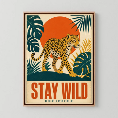 Stay Wild Leopard – Retro Jungle Art Print