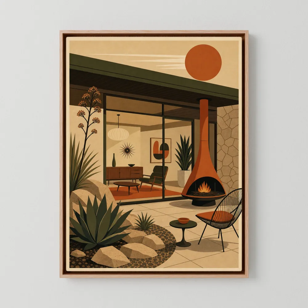 Mid-Century Modern Desert Oasis Art Print
