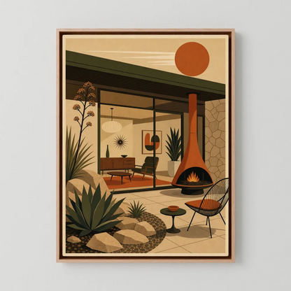 Mid-Century Modern Desert Oasis Art Print