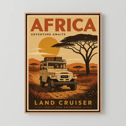 Africa Adventure Awaits Toyota Land Cruiser FJ40 Vintage Travel Poster Art Print