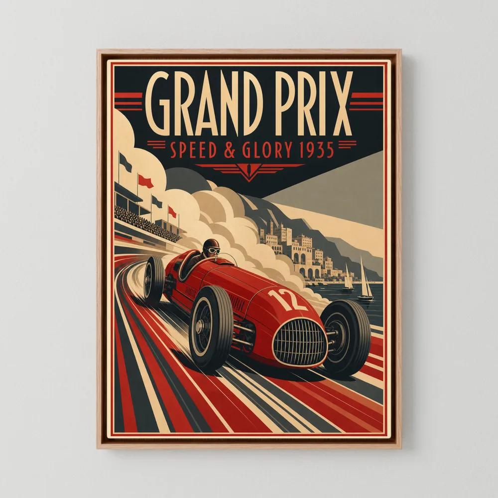 Grand Prix: Speed & Glory 1935 – Vintage Art Deco Racing Poster Print