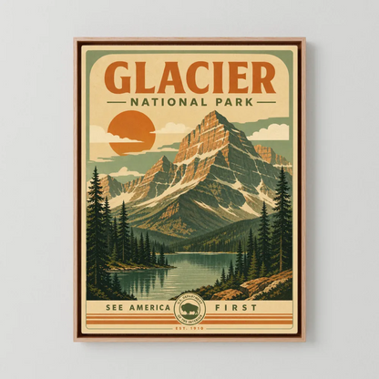 Glacier National Park Vintage Travel Poster Art Print