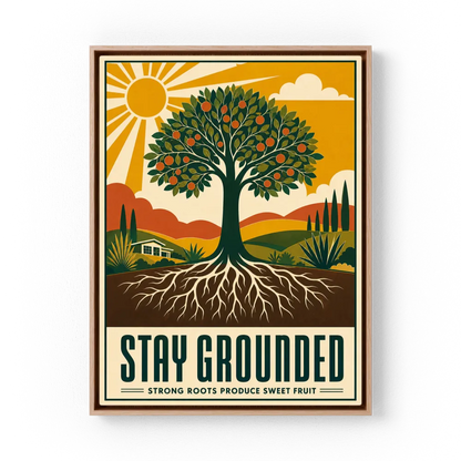 Stay Grounded – Retro Tree & Deep Roots Art Print