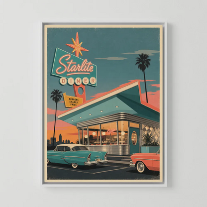 Starlite Diner Retro Americana Art Print
