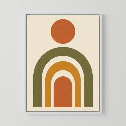 Terracotta Rainbow Sun Boho Minimalist Art Print