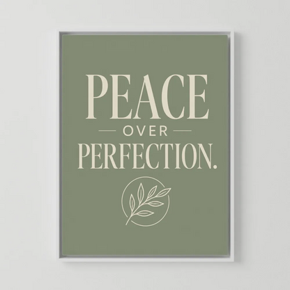 "Peace Over Perfection" Retro Botanical Art Print