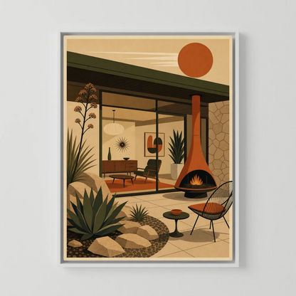 Mid-Century Modern Desert Oasis Art Print