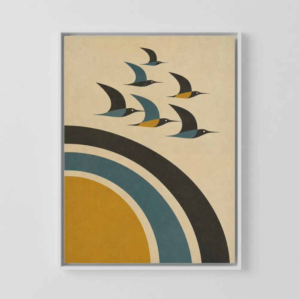 Mid-Century Modern Birds in Flight Abstract Art Print
