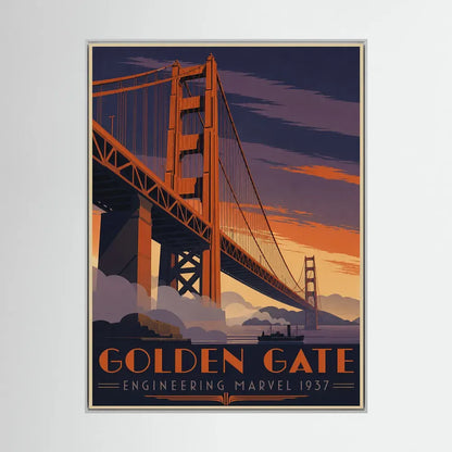 Golden Gate: Engineering Marvel 1937 – Vintage San Francisco Travel Poster Print