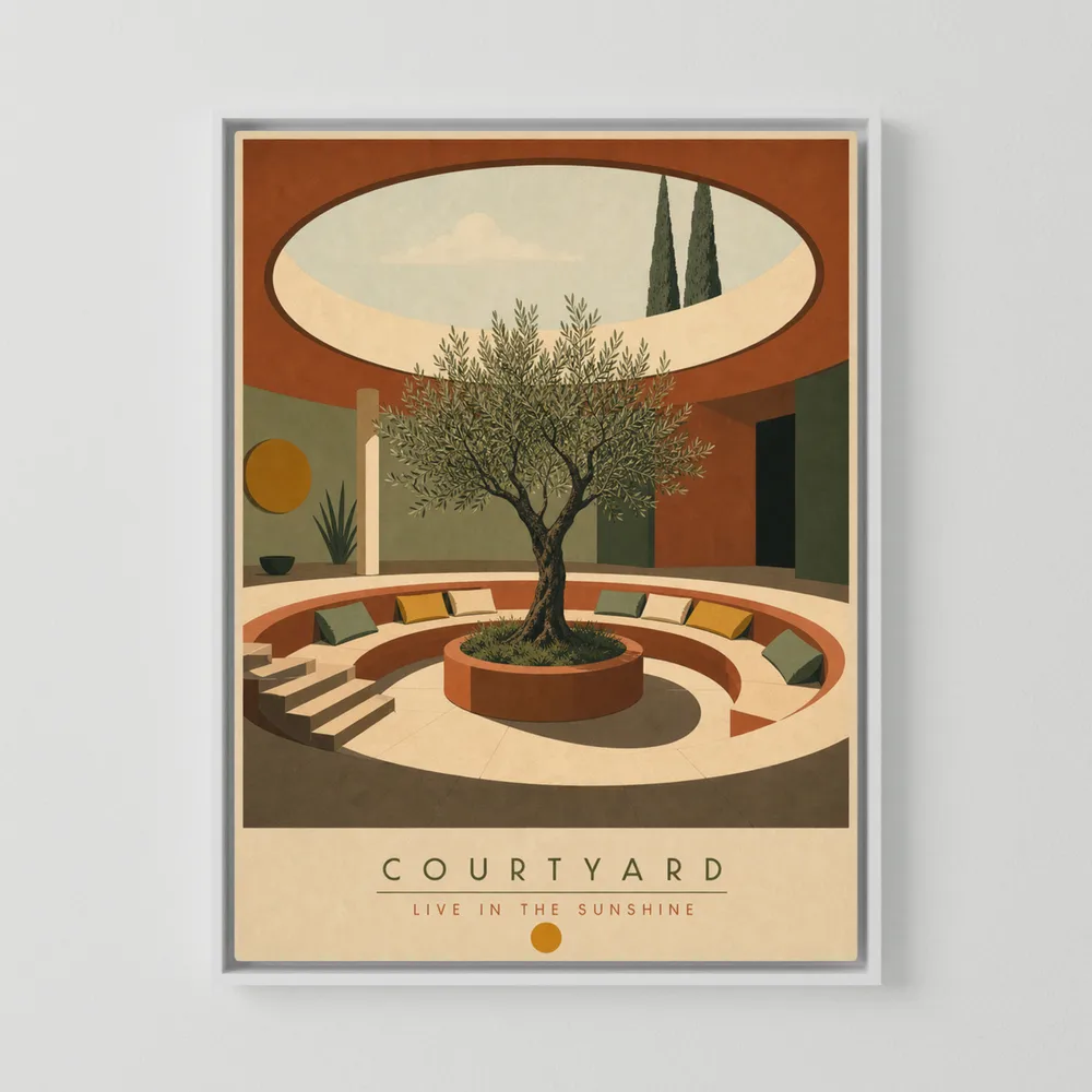 Courtyard Live In The Sunshine Olive Tree Art Print