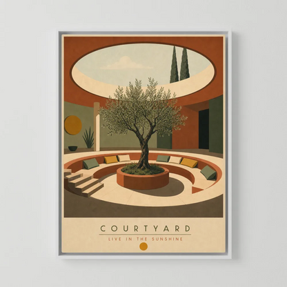 Courtyard Live In The Sunshine Olive Tree Art Print