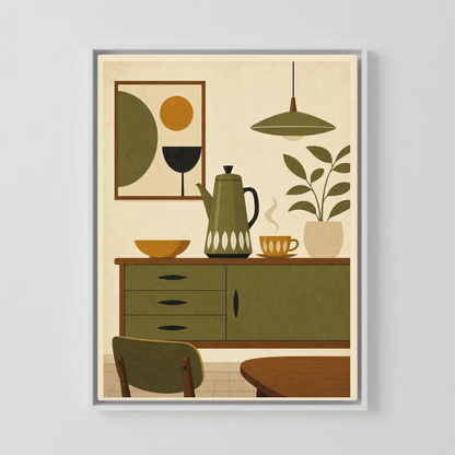 Mid-Century Modern Coffee Nook Still Life Art Print
