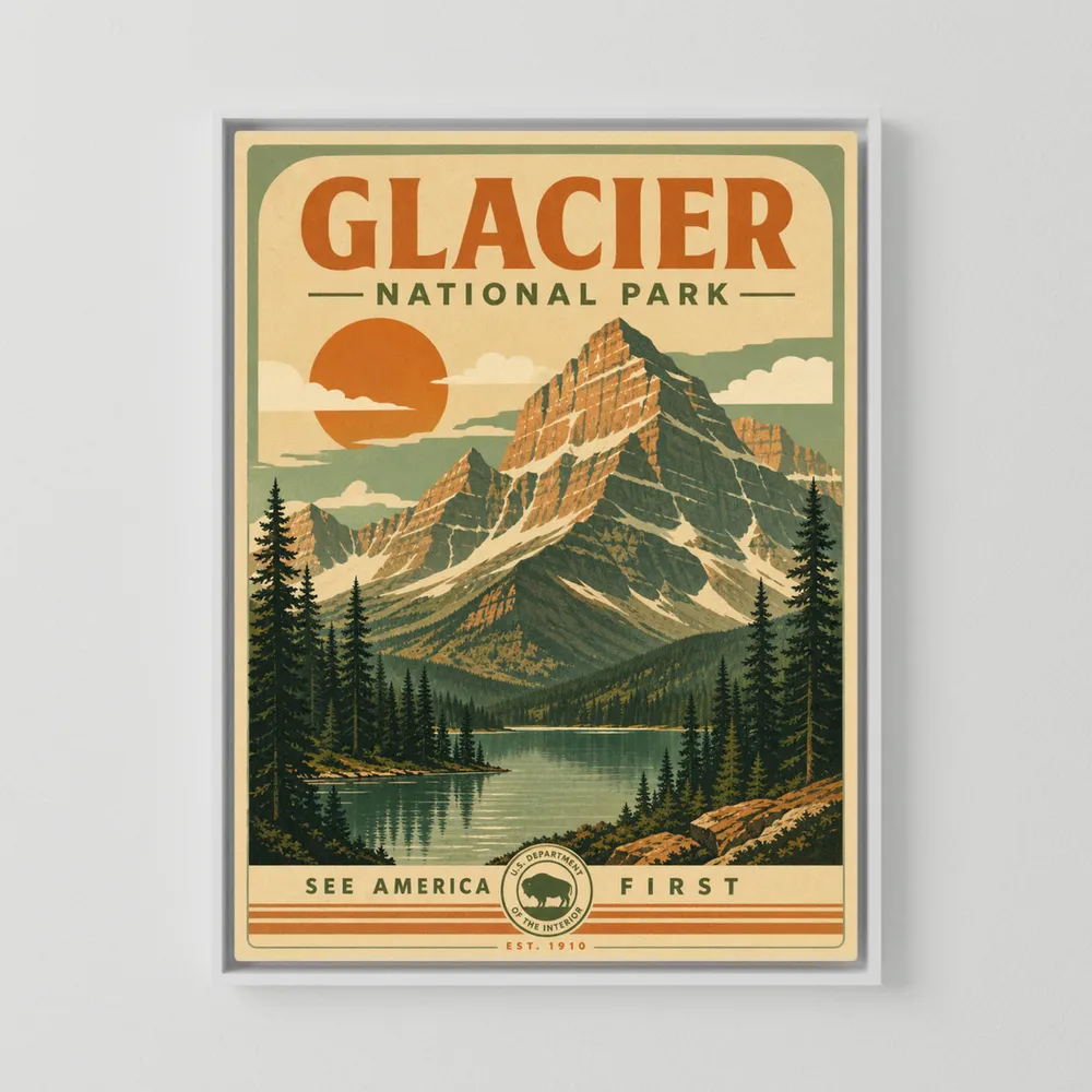 Glacier National Park Vintage Travel Poster Art Print
