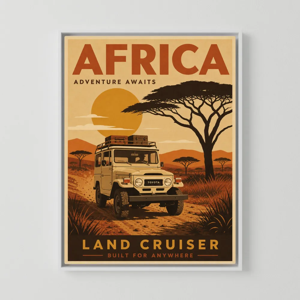Africa Adventure Awaits Toyota Land Cruiser FJ40 Vintage Travel Poster Art Print