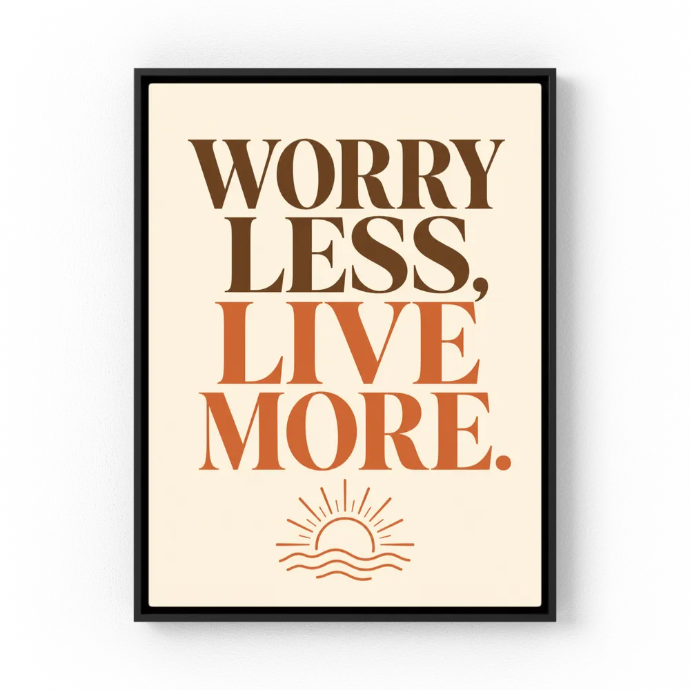 "Worry Less, Live More" Retro Sunset Art Print