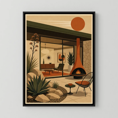 Mid-Century Modern Desert Oasis Art Print