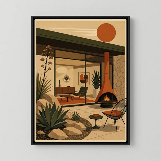 Mid-Century Modern Desert Oasis Art Print
