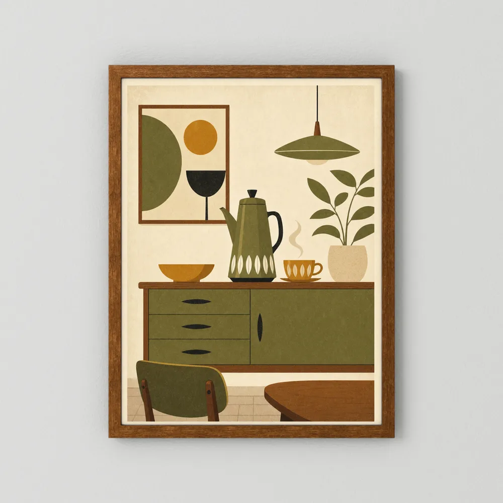 Mid-Century Modern Coffee Nook Still Life Art Print