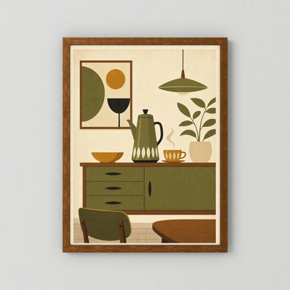 Mid-Century Modern Coffee Nook Still Life Art Print