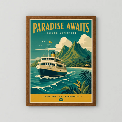Paradise Awaits Vintage Island Travel Poster Art Print