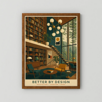 Better By Design Mid-Century Modern Library Art Print
