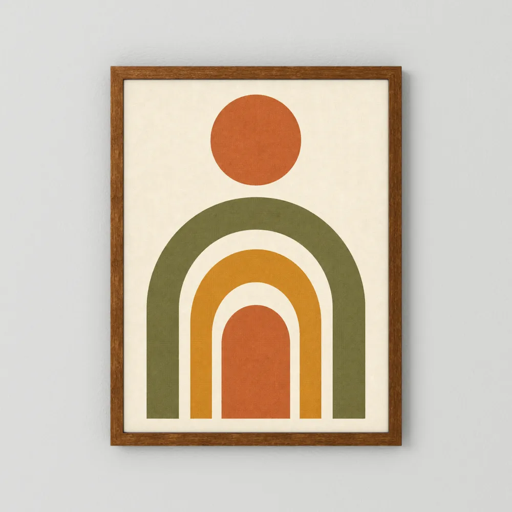Terracotta Rainbow Sun Boho Minimalist Art Print