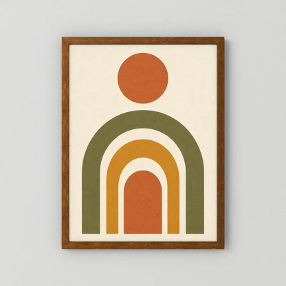Terracotta Rainbow Sun Boho Minimalist Art Print