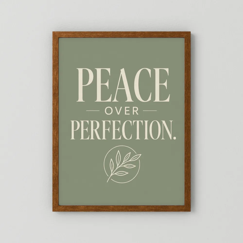 "Peace Over Perfection" Retro Botanical Art Print