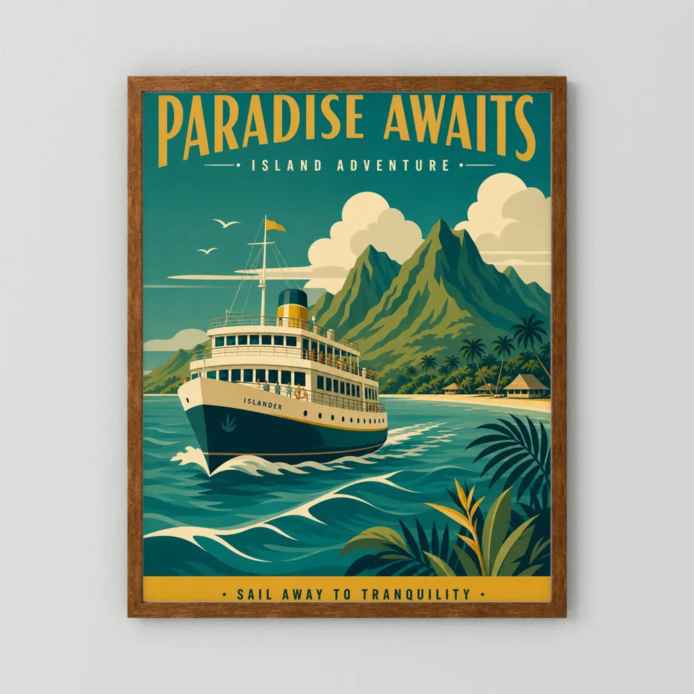 Paradise Awaits Vintage Island Travel Poster Art Print