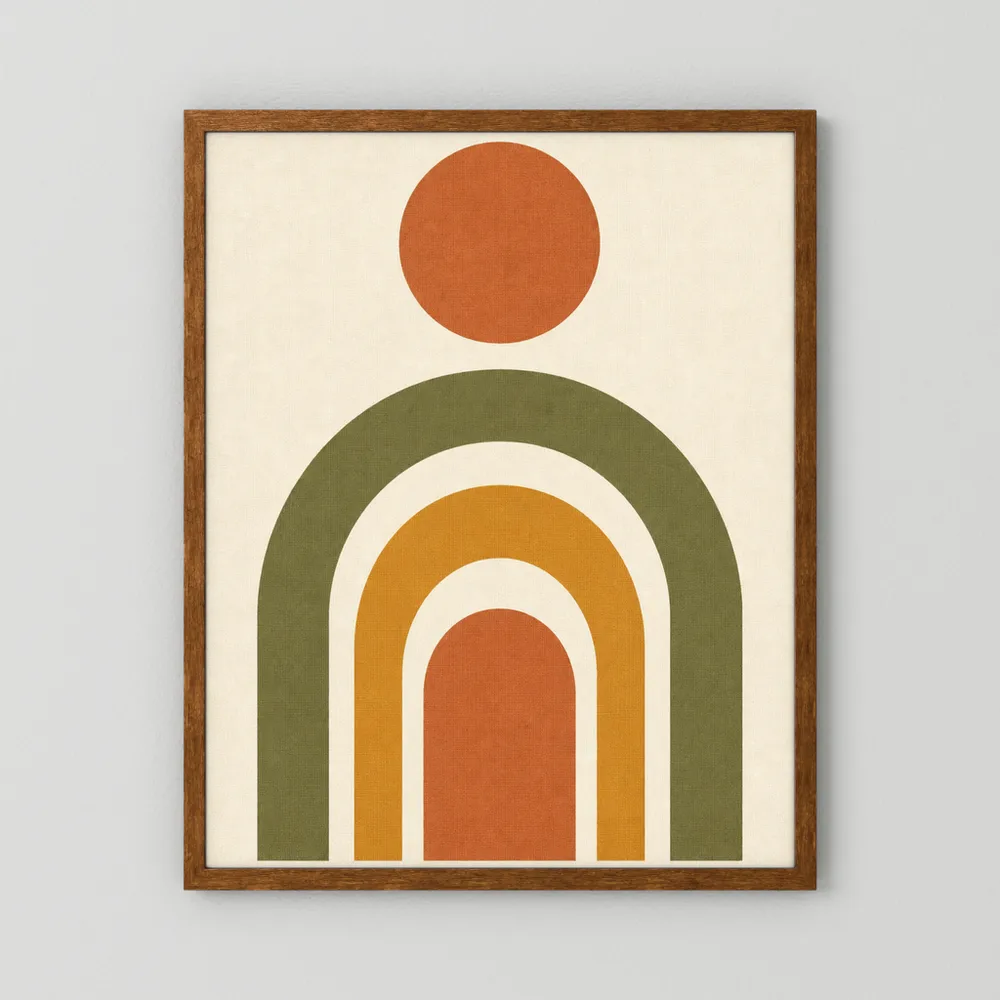Terracotta Rainbow Sun Boho Minimalist Art Print