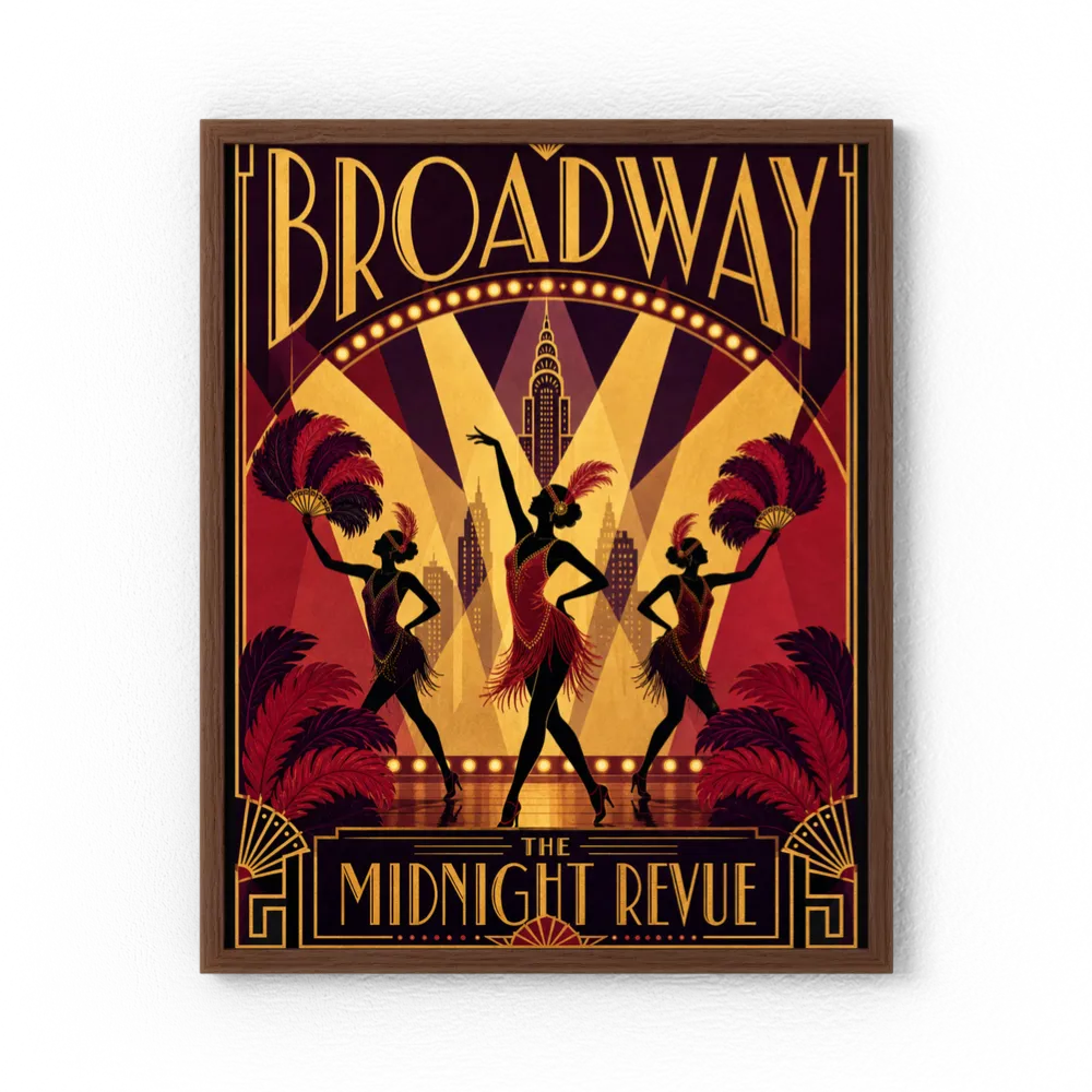 Broadway: The Midnight Revue – Vintage 1920s Art Deco Cabaret Poster Print